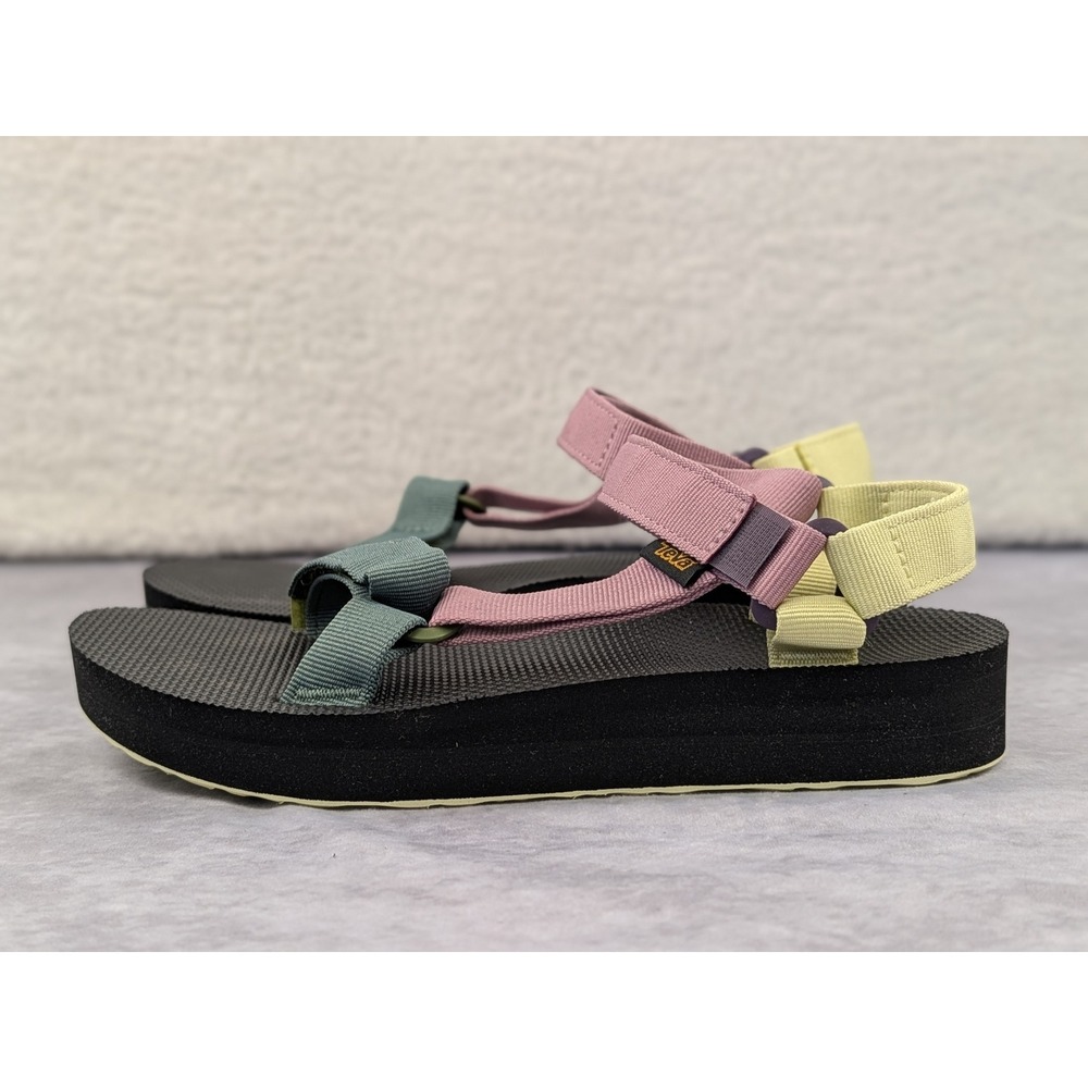 Teva Multi-Color Platform Sandals — Pink, Green, Yellow, Black